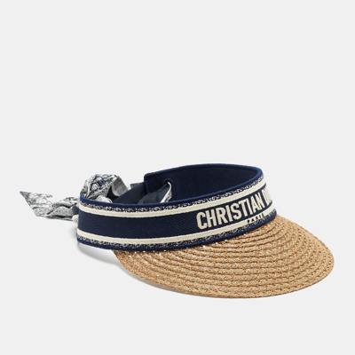 直営店【DIOR】D-Ocean Visor with Mitzah サンバイザー Dioriviera D-Ocean Visor with Mitzah Straw with Navy Blue