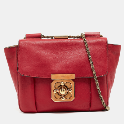 Pre-owned Chloé Red Leather Small Elsie Shoulder Bag