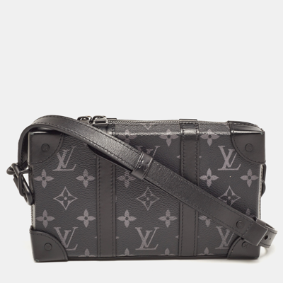 Pre-owned Louis Vuitton Monogram Eclipse Canvas Soft Trunk Wallet Crossbody Bag In Black