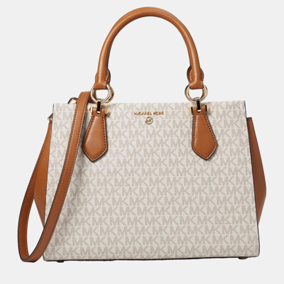 Pre-owned Michael Kors Vanila Leather Satchel In Beige