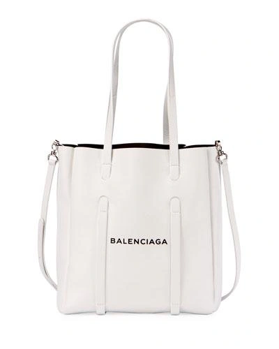Balenciaga Everyday Small Leather Logo Tote Bag In White