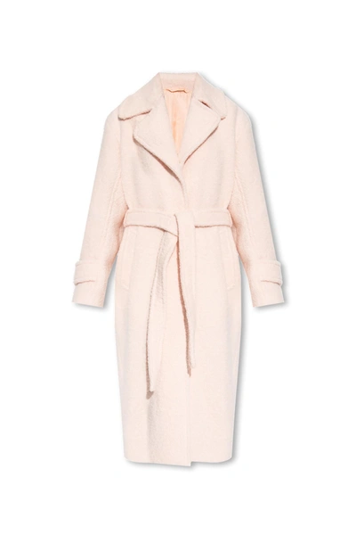 Acne Studios Belted Wool Coat In Ad5/powder Pink