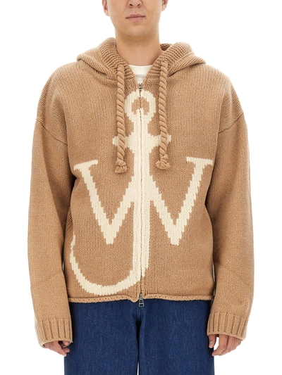 Jw Anderson J.w. Anderson 'anchor' Hooded Sweater In Beige