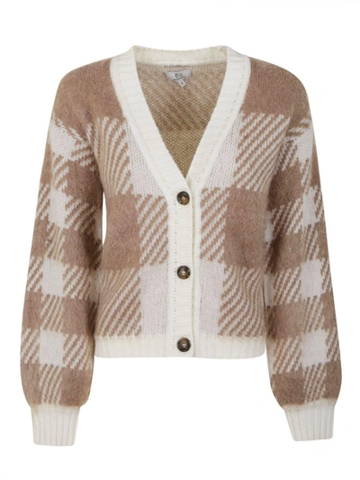 Woolrich Cardigan With Check Pattern In Beige