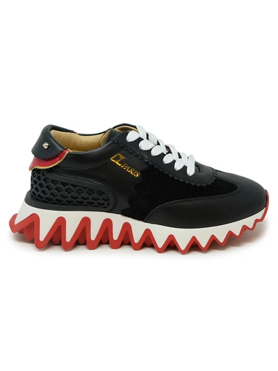 Christian Louboutin Military Green Leather Loubishark Sneakers In Black