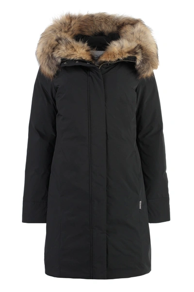 Woolrich Full Zip Down Jacket In Black