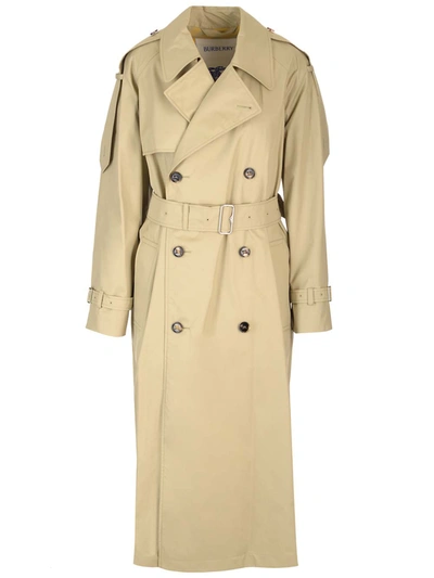 Burberry Castleford Long Trench Coat In Beige