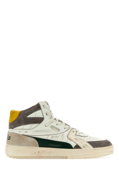 Palm Angels Multicolor Leather Palm University Sneakers In Bianco