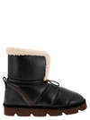 BRUNELLO CUCINELLI BRUNELLO CUCINELLI LEATHER BOOT WITH SHEARLING LINING AND SHINY DETAILS