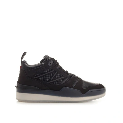 Moncler Pivot Leather Sneakers In Black