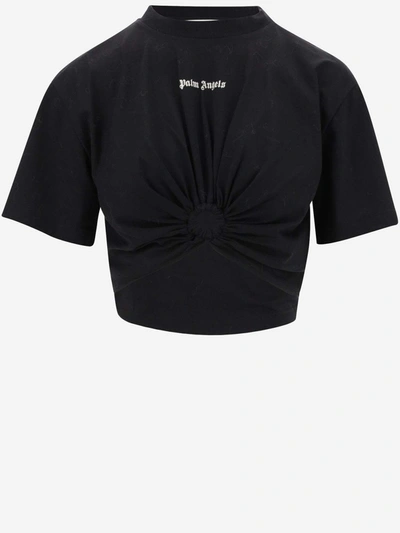 Palm Angels Cotton Crop T-shirt In Black