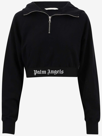 Palm Angels Technical Jersey Sweatshirt In Black