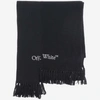 OFF-WHITE OFF-WHITE ASYMMETRICAL COTTON AND CASHMERE BLEND SCARF