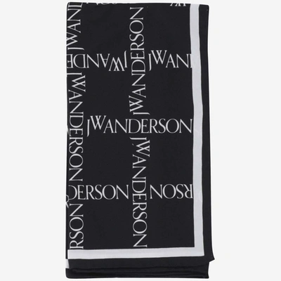 Jw Anderson J.w. Anderson Silk Scarf With Logo In Black