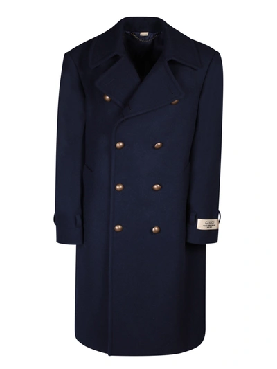 Gucci Felt Wool Coat In Blue