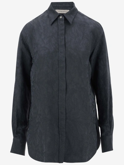 Golden Goose Jacquard Shirt With All-over Toile De Jouy Motif In Blue