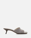Loewe Petal Strass Kitten-heel Mule Sandals In Brown