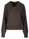 Burberry Wool Knit Hoodie In Brown