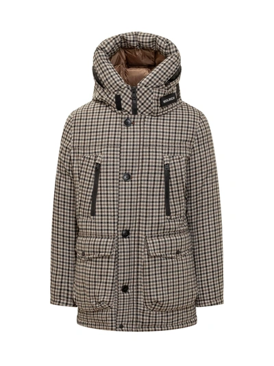 Woolrich Wool Artic Parka In Cream Check