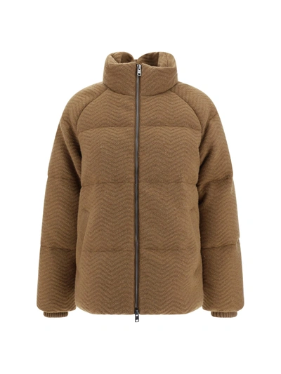 Woolrich Down Jacket In Dark Camel