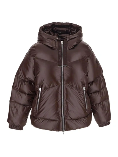 Woolrich Aliquippa Short Puffer Jacket In Dark Brown