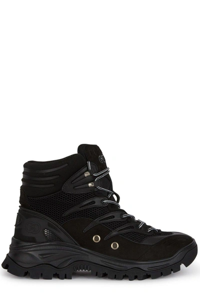 Gucci Mesh Panelled Lace-up Boots In Default Title