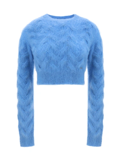 Dsquared2 3d Cable Knit Mohair Crop Jumper In Multicolor