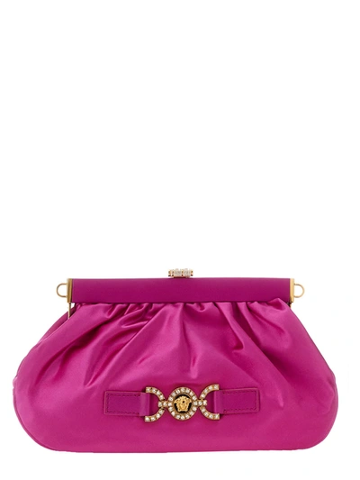 Versace Medusa-plaque Clutch Bag In Pink