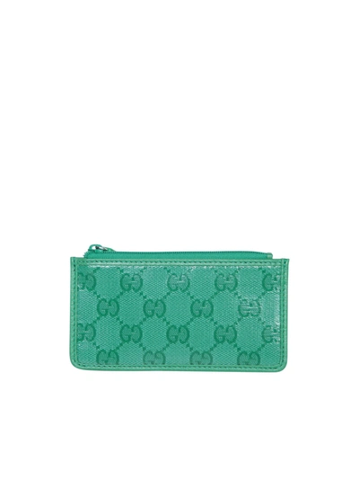 Gucci Gg Crystal Card Case In Green