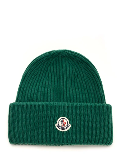 Moncler Wool And Cashmere Beanie In Green