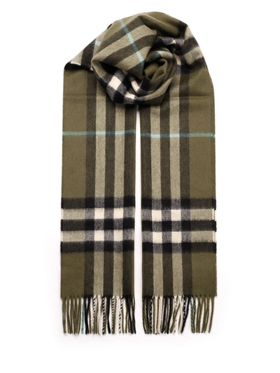 Burberry Giant Check Cashmere Scarf In Green