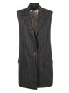 Golden Goose Pinstripe Wool Single-breasted Vest In Grey