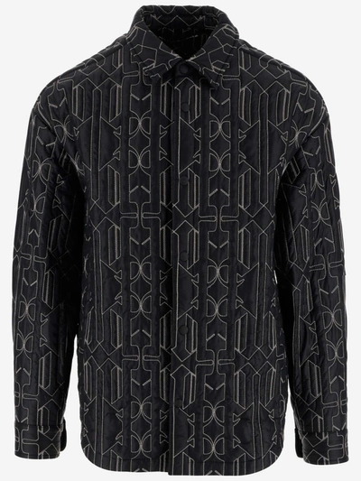 Palm Angels All Monogram Quiltedovershirt Anthracite In Grey