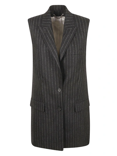 Golden Goose Pinstripe Wool Single-breasted Vest In Grigio