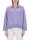 Bottega Veneta Oversized Knit Polo Drop Shoulders In Multicolor
