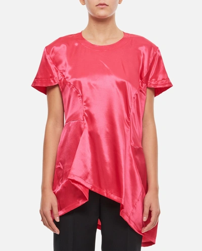 Comme Des Garçons Satin Slim Fit Blouse In Pink