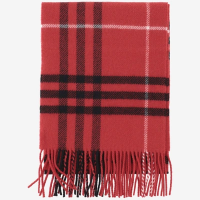 Burberry Wool And Cashmere Check Scarf In Red
