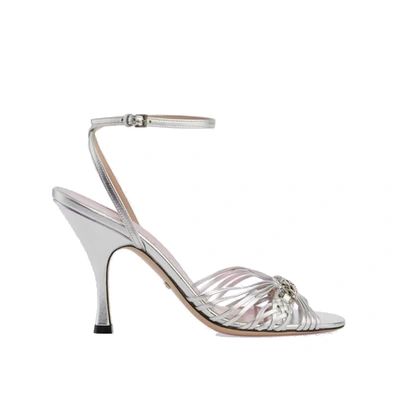 Gucci Leather Sandals In Silver