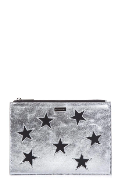 Stella Mccartney Stars Silver Faux Leather Clutch