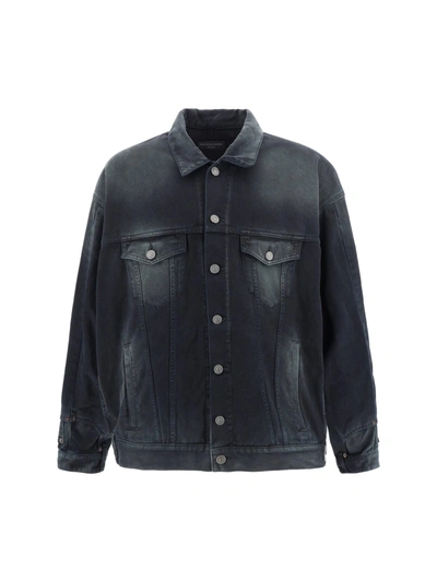 Balenciaga Denim Jacket In Sunbleached Black