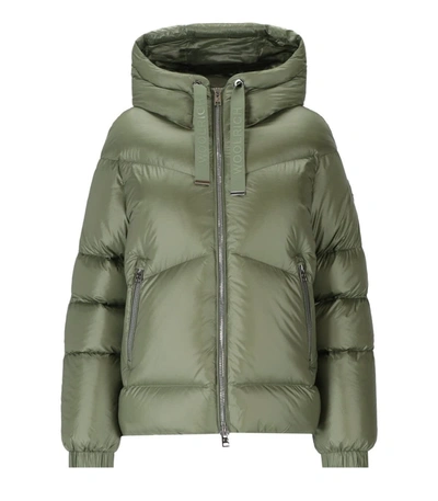 Woolrich Drawstring Hooded Puffer Jacket In Verde