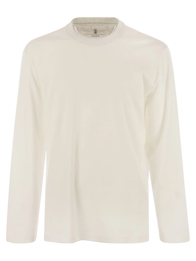 Brunello Cucinelli Long-sleeved Crew-neck T-shirt In White