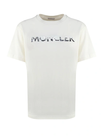 MONCLER MONCLER T-SHIRT WITH SEQUIN LOGO