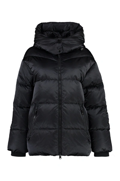 Woolrich Hooded Nylon Down Jacket In Black