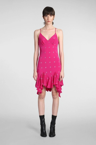 Givenchy Ruffle Silk Mini Dress In Fuchsia