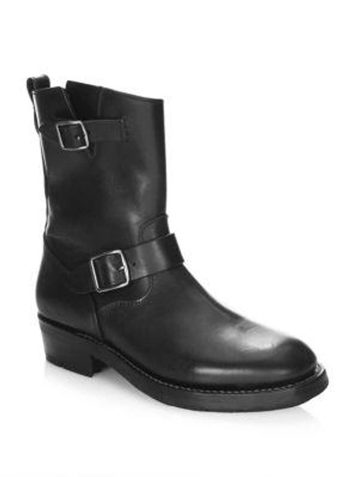 Coach Moto Leather Mid-calf Boots In Black