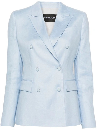 Dondup Double-breasted Blazer In Light Blue