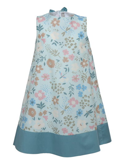 Il Gufo Kids' Floral Sleeveless Dress In Blue