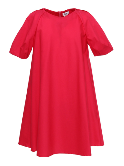 Il Gufo Kids' Short Sleeve Little Girl Dress In Red