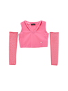 Monnalisa Jersey Tank Top With Sleeves In Sachet Pink